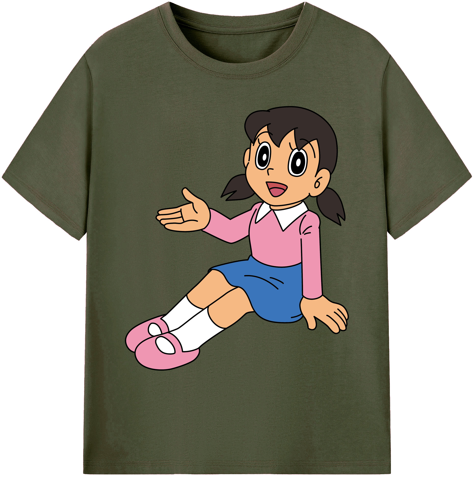 （画像用） ドラえもん みなもと しずか Doraemon Shizuka Minamoto 綿100％ メンズ半袖Tシャツ｜肌触りやわらか＆通気性